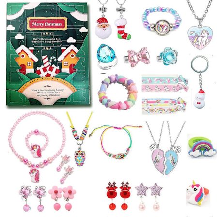 Unicorn Adventskalender for jenter jul, 24 dager nyhetsgaver, Unicorn skrivesaker, tilbehør, smykker, nedtellingsdager