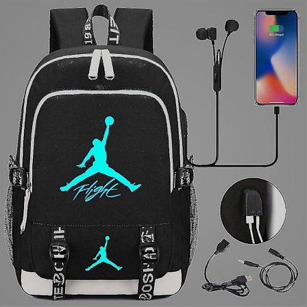 Nba Air Jor Dan Signature Large Laptop Basics Bag Bookbags Casual Resväska Skolryggsäck för tonårsflickor Boys-u