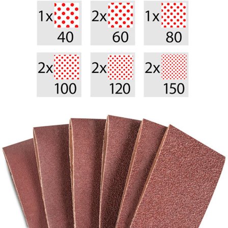 10-delt slibebælte sæt, 457 x 75 mm - 1 x 40, 2 x 60, 1 x 80, 2 x 100, 2 x 120, 2 x 150 - for høj holdbarhed