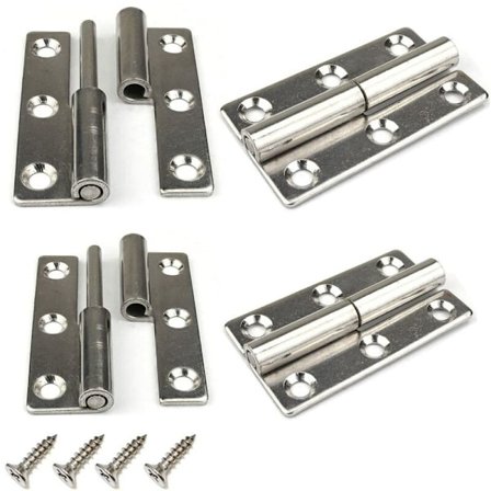 4 stk. 3" aftagelige dørhængsler, 304 rustfrit stål til indvendige og udvendige døre