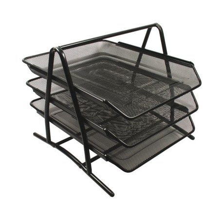 Brevkorg metall 3-facks svart - Lyreco - Kontorsmaterial - Till skrivbordet - Brevkorgar