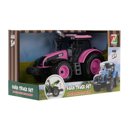 Interaktiv rosa traktor med ljud och LED-lampor för barn