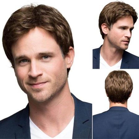 TG Mænd Stilfuld Paryk Brun Kort Rak Paryk Lager Paryk Fest