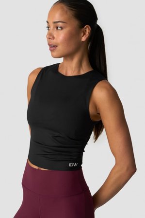 ICANIWILL - Nimble Cropped Tank Top Black - Dame - ICIW