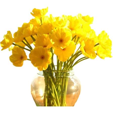 10 stk kunstige valmueblomster Kunstig blomst til bryllup Høytids brudebukett Hjemmefestdekor (gul)