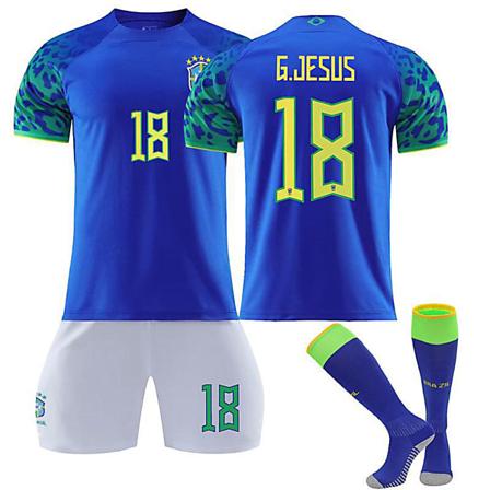 22/23 Ny sesong Landslag Borte Brasil G.JESUS Nr 18 Barn Jersey-pakke Barn-20