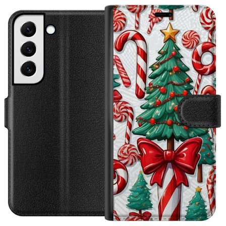 Kompatibel Tegnebogsetui til Samsung Samsung Galaxy S22 5G Juletræ slikkager julgran ferie slik retro design kunst