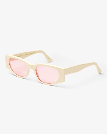 Sunglass 08 - Ivory White Solid - Light Pink - One Size