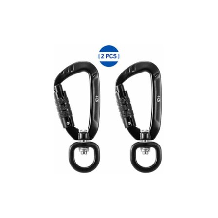360° roterende karbinhake, 4Kn, 2 stk, sort