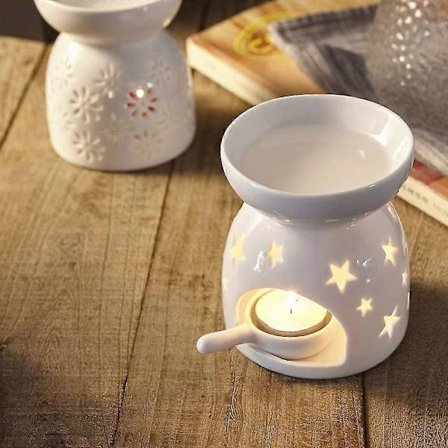 Korkealaatuinen keraaminen kynttilänpoltin lahjapakkauksessa, tuoksukynttilän poltin, tähtikuvio, aromaterapia, eteerisen öljyn poltin