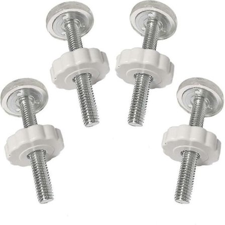 4 stk. trykmonterede babygitre, gevindspindler, stænger, gå-gennem-gitre, tilbehør, skruebolte, sæt, montering