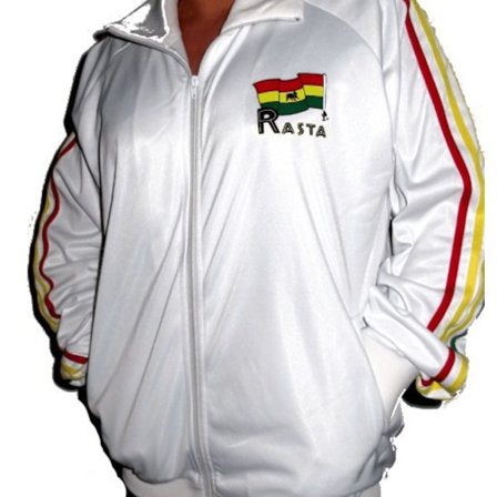 Rastatröja Dragkedja - Vit med Rastatryck