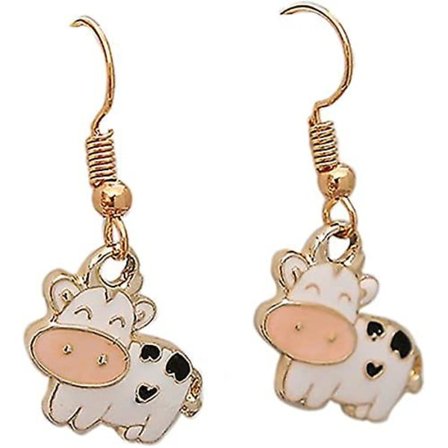 Pet Dingle Krog Øreringe Søde Gyldne Ko Dyr Drop Øreringe Til Kvinder Piger Teenagere Fødselsdag Venskab Fest Tilbehør Smykker Gave