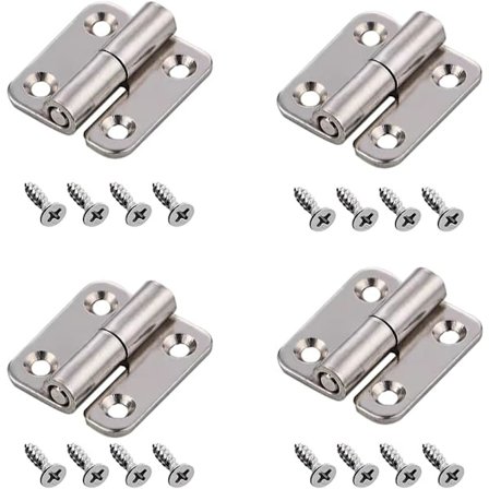 4 stk. små hengsler med flagg og glidefeste, rustfritt stål, avtakbare hengsler med glidefeste for trekasser, kjøkkenskap, skap, innvendige dører, 
