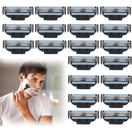 20 ST våtrakblad för män, Mach 3-blad, Mach 3-bladspåfyllning, rakblad för män, manuell hårklippare