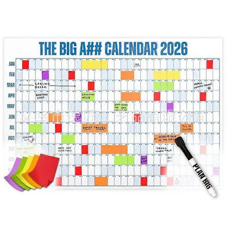 Den Stora A## Kalendern 2026 - Överdimensionerad Väggkalender med Penna & Klistermärken, 2026 Månadsplanerare för Hemmakontor, 84x109 cm