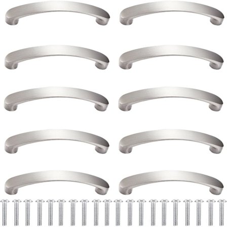 10 stk. sølv skap håndtak med 20 skruer, skuff håndtak, 96mm hullavstand, moderne aluminium kjøkken håndtak, perfekt for kjøkken, soverom,