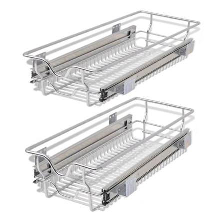 Vidaxl Utdragbara Trådkorgar 2 St Silver 300 Mm Silver