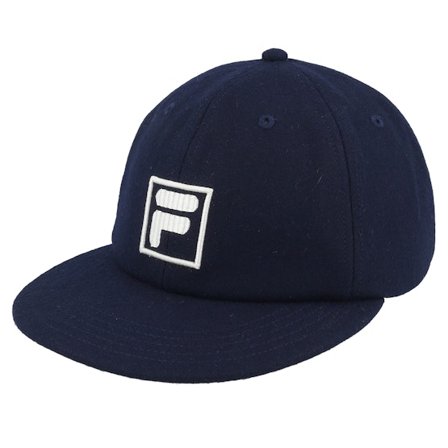 Fila - Blå snapback Keps - Como Logo Felted Vintage Ballcap Black Iris Strapback @ Hatstore