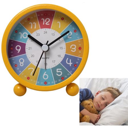 1-delt - Mini vekkerklokke i metall - Stille vekkerklokke - Tick-fri bordklokke - Grønn