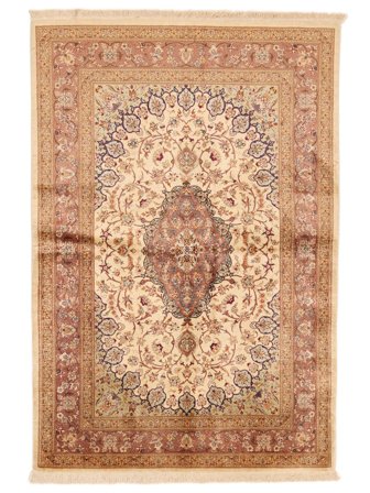 Qum Silk Rug 131X208 Brown/Orange Silk, Persia