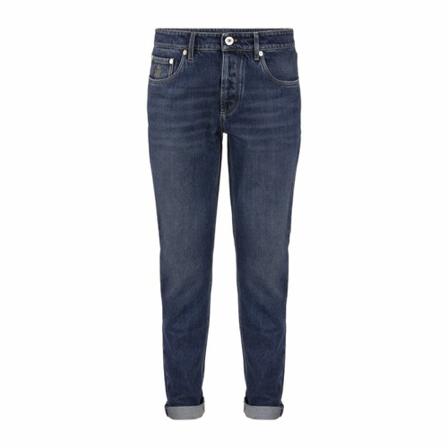 Brunello Cucinelli, Five-pocket slim fit trousers in comfort denim Blauw, Dames, Maat:4XL