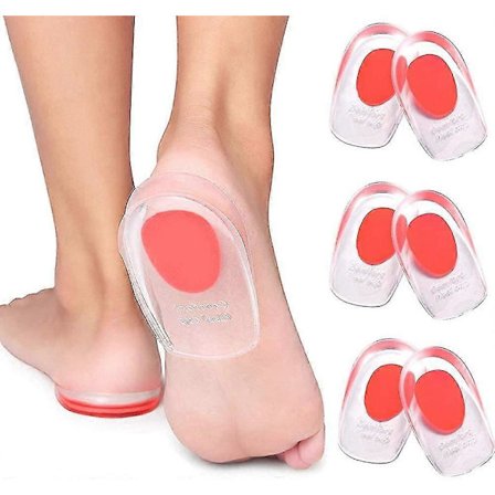 3 par gelhælkopper silikonhælpute hælstøtteputer