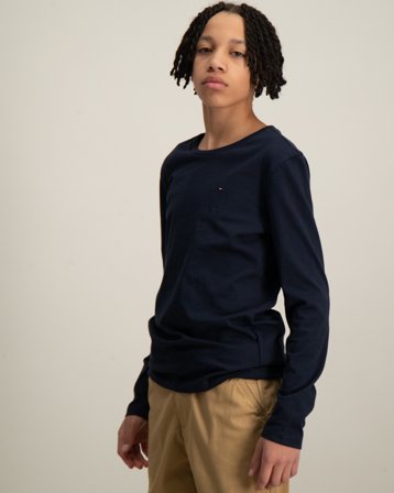 Tommy Hilfiger BOYS BASIC CN KNIT L/S Bleu T-shirts Garçon - Kids Brand Store