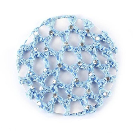 Flickor knutna strass hårnät balett dans gymnastik bang ljusblå