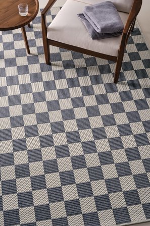 Jotex - Utendørs Teppe Polypropylen Blå/hvit MARTA - Kjøp Utendørstepper hos Jotex