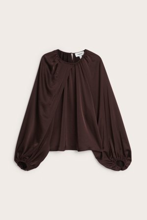 Kappahl | Bluse med ballongermer Vinrød L | Dame