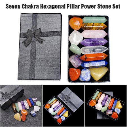 7 Chakra Sten Set Mors Dag Present Meditation Stone Yoga Amulett med presentförpackning