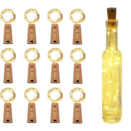 Paket med 12, 20 LED Flaskljus Fairy String LED-lampor (Varmvit)