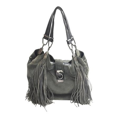 Celine Vintage, Pre-owned Suede Shoulder Bag Grijs, Dames, Maat:ONE Size