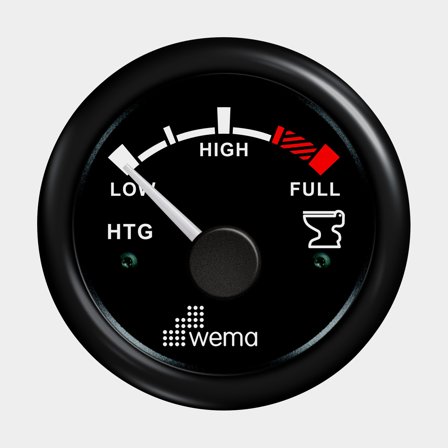 Wema Septiktanksinstrument 240-30 ohm svart Blackline för båt, amerikansk standard med tydlig analog display