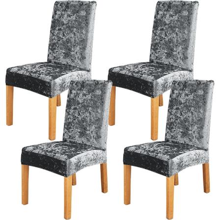 Sammetsstolar för matsal, set om 4, stretchiga, avtagbara, tvättbara