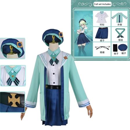 Halloween Genshin Impact Cosplay Kostym Klee Cosplay Keqing Hutao Cosplay Uniform Peruk Halloween Carnival Kostymer Sucrose JK suit XL-Genshin Impact