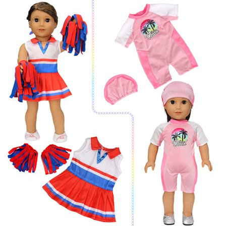 Barbie-nuken vaatteet 2 kpl, urheilullinen cheerleader, surffijooga, sui