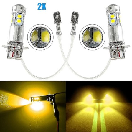 H3 100w Høj Effekt Cree Led 3000k Gul Tågelygte Kørelys Pære Drl