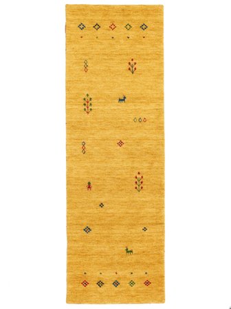 Pequeno Gabbeh Giza Tapete - Amarelo 80X250 Lã, Em Estilo Clássico