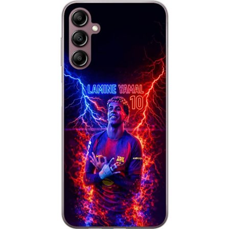 Kompatibelt Mobildeksel til Samsung Galaxy A14 5G Portrett av Viktor Gyökeres i Arsenaltrøye med intensivt blikk og mørk dramatisk bakgrunn