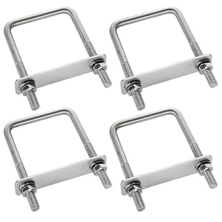 4 Stycken Fixeringsklämmor, U-bultfixering, U-bult, Takboxfixering, Hållbar Ram, Fyrkantig U-bult i Rostfritt Stål, Kompatibel med Bogsering, 