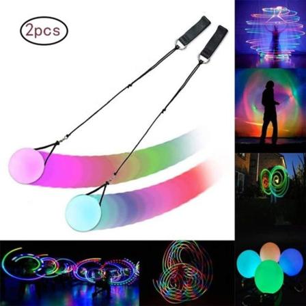 Noctilucent Poi LED flerfarvet lys poi med Firetoys taske