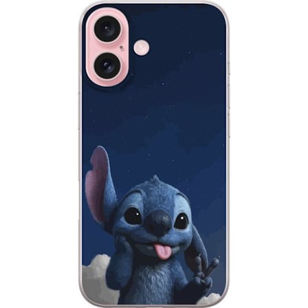 Yhteensopiva Puhelinkuori Apple iPhone 16 Stitch Disney yö taivas sininen avaruusolento Lilo ja Stitch hahmo söpö piirretty kawaii juliste rauhanmerkk
