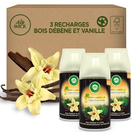 Airwick Home Air Freshener Freshmatic Diffuser Refills - 3 Vanilla Scent Refills - Ebenholts