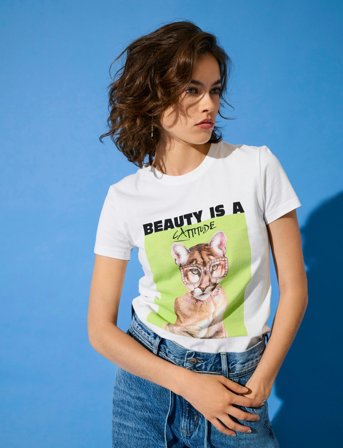 ONLY Onlvibe Life S/S Glasses Top Box Jrs - White - L