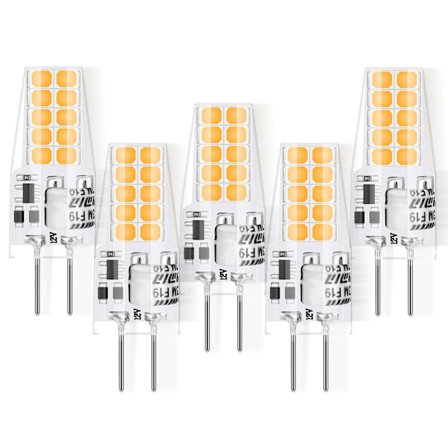 G4 LED 5W 12V AC/DC Pærer, svarende til 50W halogenpære, varm hvid 3000K, ikke-dæmpbar, 5-pak