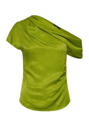 Satin Blouse With Asymmetrical Neck Green Mango