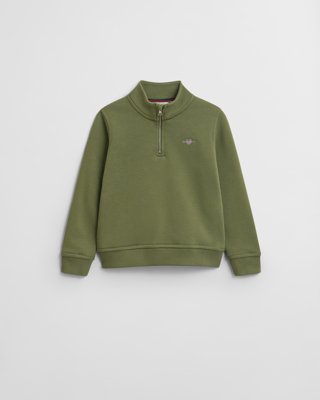 GANT - Kids shield genser med half-zip washed olive