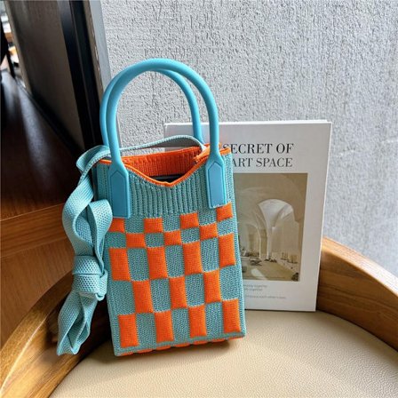 Kedjeaxel Crossbody-taske Strikket håndtaske til kvinder LYSEBLÅ_ma